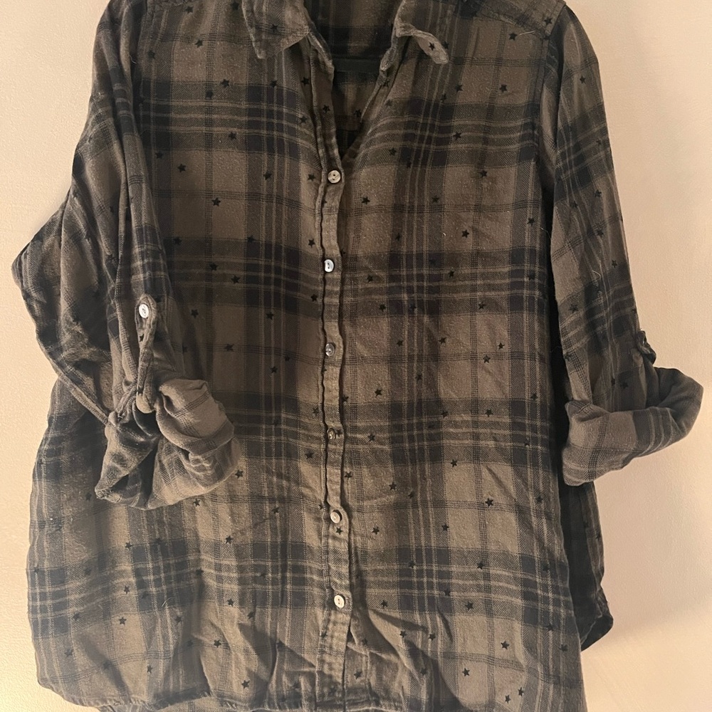 Jane and Delancey Plaid Button-Up Blouse